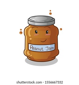 peanut butter cute chibi shy cartoon mascot vector illustration