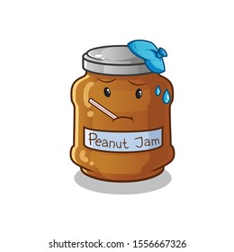 peanut butter cute chibi sick cartoon mascot vector illustration