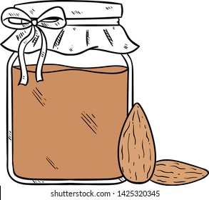 Peanut Butter With Cute Jar Using Sketch Style