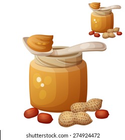 Peanut butter. Detailed Vector Icon isolated on white background. Series of food and drink and ingredients for cooking.