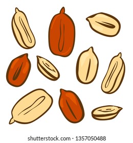 Peanut butter doodle vector icon. Cartoon illustration of peanut icon for web design. Nuts hand drawn emblems and labels isoleted on white backgraund
