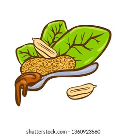 Peanut butter doodle vector icon. Cartoon illustration of peanut icon for web design. Nuts hand drawn emblems and labels isoleted on white backgraund