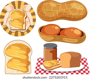 Peanut Butter Elements and Icons Set illustration