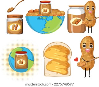 Peanut Butter Elements and Icons Set illustration