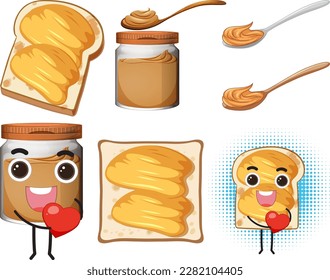 Peanut Butter Elements and Icons Set illustration