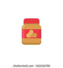 Peanut butter. Flat icon. Isolated. Peanut bottle. Vector