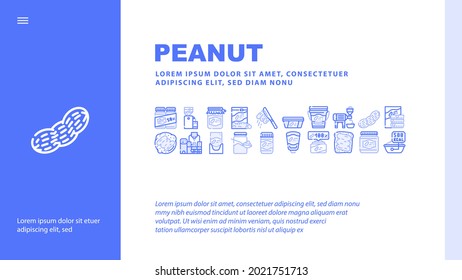 Peanut Butter Food Landing Web Page Header Banner Template Vector. Peanut Butter On Bread And Knife, Nut Homemade Natural Dessert And Factory Production Illustration