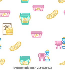 Peanut Butter Food Vector Seamless Pattern Color Line Illustration