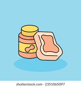 Peanut Butter Free vector cartoon icon illustration.Brunch icon concept isolated . flat cartoon style