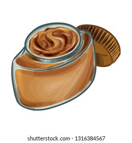 Peanut Butter In A Glass Bottle Vector Illustration