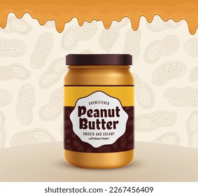 Peanut butter glass jar illustration. Packaging design concept