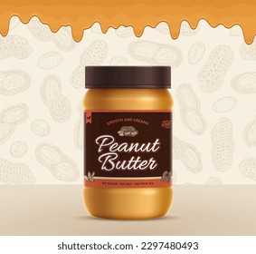 Glasscherben aus Erdnussbutter, Illustration. Verpackungsdesign-Konzept