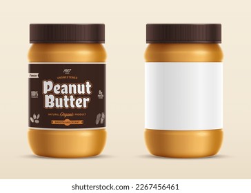 Peanut butter glass jar mockup with a label. Food label design