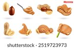 Peanut butter, high quality 3d realistic vector set