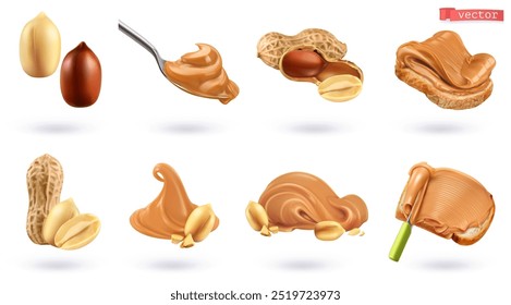 Peanut butter, high quality 3d realistic vector set