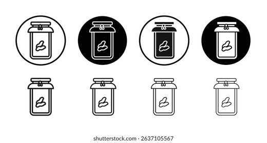 Peanut butter icon Black line art vector logo set