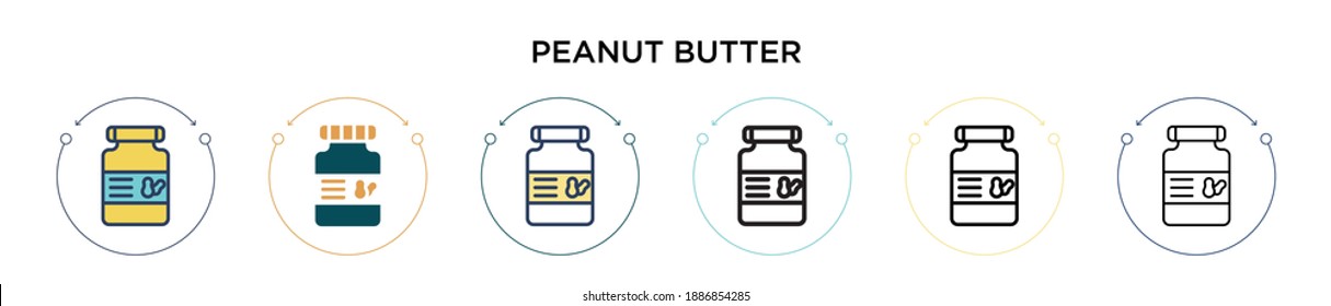 Peanut butter icon in filled, thin line, outline and stroke style. Vector illustration of two colored and black peanut butter vector icons designs can be used for mobile, ui, web