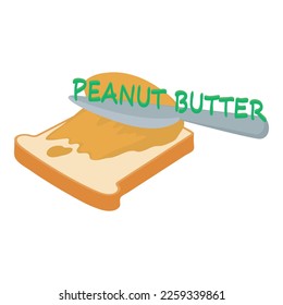 Icono de manteca de cacahuete vector isométrico. Sándwich de mantequilla de cacahuete recién preparado. Concepto de comida, producto del desayuno