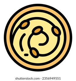 Peanut butter icon outline vector. Nut jar. American cream color flat