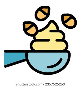 Peanut butter icon outline vector. Nut jar. American cream color flat