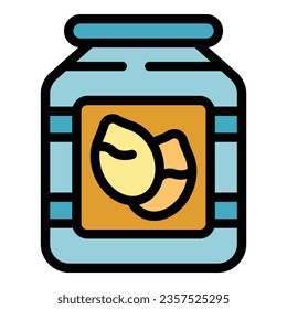 Peanut butter icon outline vector. Nut jar. American food color flat