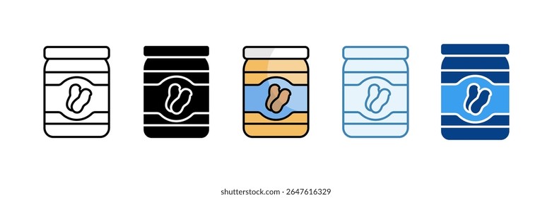Peanut Butter Icon Set Multiple Style Collection