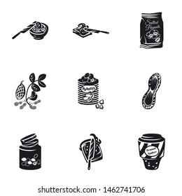 Peanut butter icon set. Simple set of 9 peanut butter vector icons for web design isolated on white background