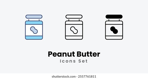 Peanut Butter Icons thin line and glyph vector icon stock illustration