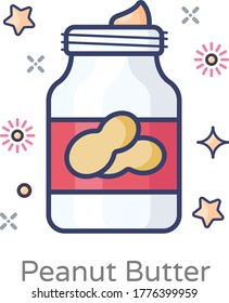 Peanut butter inside an airtight container icon, flat vector style 