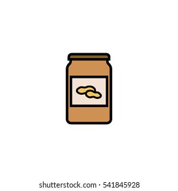 Peanut butter in the jar flat outline icon