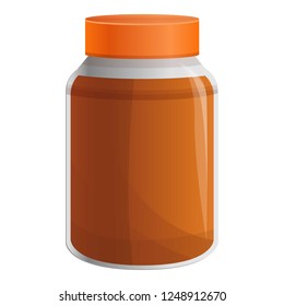 Peanut butter jar icon. Cartoon of peanut butter jar vector icon for web design isolated on white background