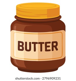 Peanut butter jar icon in flat illustration style isolated on white background. Food vector artwork suitable for grocery branding and kitchen themes.