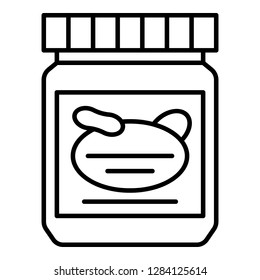 Peanut butter jar icon. Outline peanut butter jar vector icon for web design isolated on white background