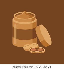 Peanut Butter Jar Illustration Featuring Nut Spread Food Ingredient Breakfast Nutrition and Grocery Product Concept
