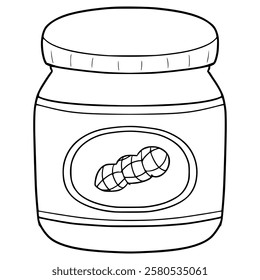 peanut butter jar illustration hand drawn outline vector