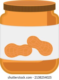 Peanut butter in jar, illustration, vector on a white background.