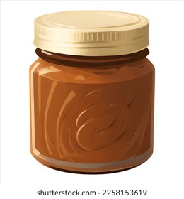 Peanut Butter Jar Isolated Detailed Hand Drawn Painting Illustration