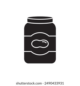 Peanut butter jar with nut icon, template for graphic and web design. vector illustration