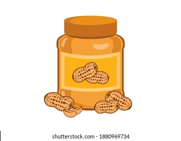 Peanut butter jar with peanuts icon vector. Jar of peanut butter icon isolated on a white background. American food delicacy icon