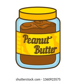 Peanut butter jar vector icon. Cartoon illustration of peanut icon for web design. Nuts emblems and labels isoleted on white backgraund