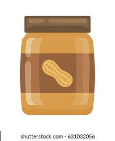 Peanut butter in a jar, vector illustration.