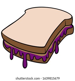 Peanut Butter and Jelly - A cartoon illustration of a Peanut Butter and Jelly sandwich.