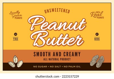 Peanut butter label and packaging design template. Vector peanut illustrations