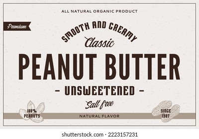 Peanut butter label and packaging design template. Vector peanut illustrations