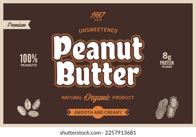 Peanut butter label and packaging design template. Vector peanut illustrations