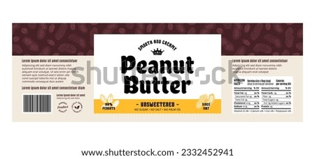 Peanut butter label or packaging design template. Vector peanut illustrations