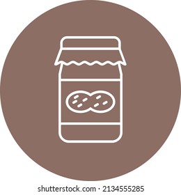 Imagen vectorial del icono de círculo de la línea de la mantequilla de maní. También se puede usar para aplicaciones web, aplicaciones móviles y medios impresos.