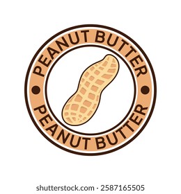 Peanut butter logo for package design. Text in circle vintage. Vector illustration