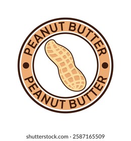 Peanut butter logo for package design. Text in circle vintage. Vector illustration