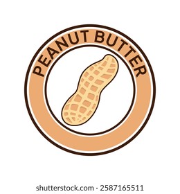 Peanut butter logo for package design. Text in circle vintage. Vector illustration